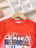 3-8T Kid Girls Summer English Graphic Star Stripe Print Flared 2 Pcs Set
