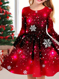 2-10T Kid Girl Crew Neck Long-sleeved Flower Casual Dresses