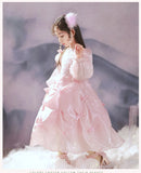 Kid Baby Girl Pink Yarn Princess Flower Wedding Piano Performance Dresses