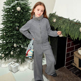 4-14T Kid Girl Fur Collar TikTok Design INS Style Zipper Suits 2 Pcs Set