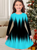 3-10T Kid Girl Flower Long Sleeve Crew Neck Spring Autumn Dresses