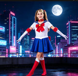 Kid Girl Adult Halloween Show Costume Water Ice Moon Cos Sailor Anime Cosplay 5 Pcs Set