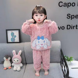 Kid Girl Autumn Winter Thickened Cute Coral Velvet Warm Flannel Pajamas