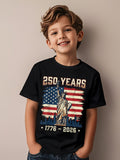 Kid Boy Cotton American 250th Anniversary Independence Day T-shirt