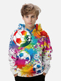2-12T Kid Boy Graffiti Football 3D Digital Printing Casual Pullover Hoodie