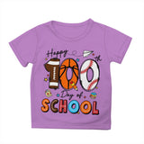 Kid Girl Boy 100 Days of School Print Round Neck Short Sleeve T-shirt Tops