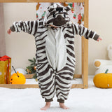 3-12Y Kid Boy Girl Flannel Cartoon Animal One-piece Pajamas