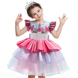 Kid Unicorn Flower Sleeveless Mesh Dresses