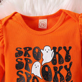 Baby Girls Halloween Printed Letter Pumpkin 2 Pcs Sets
