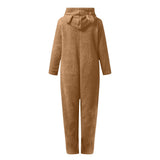 One-piece Children's Cute Solid Color Warm Double-sided Velvet Pajamas Cartoon Plush Loungewear