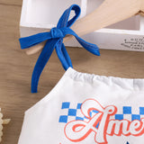 Independent Day Baby Girl Summer Sleeveless Suspender Flared 2 Pcs/Set
