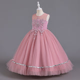 4-14T Summer Kid Girls Fluffy Mesh School Piano Dress