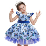 Kid Autumn Blue Butterfly Sweet Princess Dresses