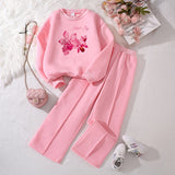 5-14Y Kid Girl Spring Autumn Love Long-sleeved Casual Suit 2 Pcs Set