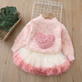 1-6T Kid Baby Girls Princess Tutu Autumn Winter Suits 2 Pcs Set