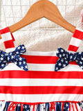 Independence Day Baby Girls Striped Star Milk Silk Printed Splicing Dress