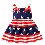 Independence Day Baby Girls Striped Star Milk Silk Printed Splicing Dress