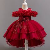 3-12T Kid Girl Princess Flower Wedding Fluffy Dress