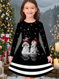 2-10T Kid Girl Crew Neck Long-sleeved Flower Casual Dresses