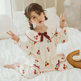 3-12T Kid Girls Spring Autumn Cotton  Long Sleeve Pajamas