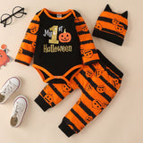 Baby Halloween Pumpkin Print Long Sleeve 3 Pcs Sets