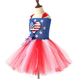 Kid Girl American Flag Independence Day Party Patriotic Parade Tutu Gauze Dresses