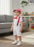 Baby Boy Summer Gentleman Suit  Bow Tie Climbing  5 pcs Sets