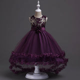 Kid Girl Bronzing Embroidered Mesh Wedding Flower Tutu Dresses