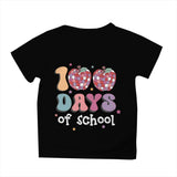 Kid Girl Boy 100 Days of School Print Round Neck Short Sleeve T-shirt Tops