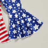 Independence Day Kid Baby Girl American Flag Flared Party 2 Pcs Set