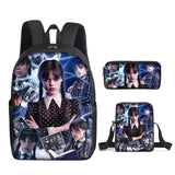 Wednesday Addams Elementary Schoolbags Backpack Three Piece Set
