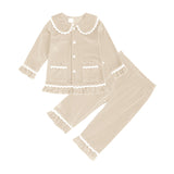 0-12T Kid Baby Boy Girl Golden Velvet Long Sleeve Homewear Pajamas