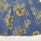 Kid Baby Girls Denim Floral Print Waist-cinched Lapel Vest Dress