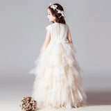 Kid Girl Catwalk Summer Host Princess Long Piano Performance Dress