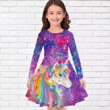 2-10T Kid Baby Girl Fashionable Foreign Pony Poly Print Cute Casual Dresses