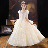 Kid Girl Birthday Princess Wedding Host Piano Performance Dresses