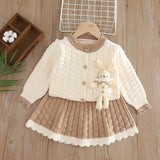 1-6T Kid Baby Girls Autumn Winter Knitted Suit 2 Pcs Set