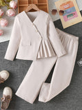 5-14Y Kid Girls Suit Fashion Suit Casual School Suits 2 Pcs Set