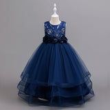Kid Girl Long Princess Flower Mesh Dresses