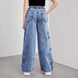 7-12Y Teen Kid Girl Star Decorated Hip Hop Jeans Pants