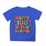 Kid Girl Boy 100 Days of School Print Round Neck Short Sleeve T-shirt Tops