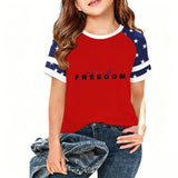Kid Girl USA Independence Day 250th Anniversary Trend Loose Casual T-Shirt Tops
