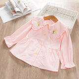 Baby Girl Flower Doll Collar Long Sleeve Shirts