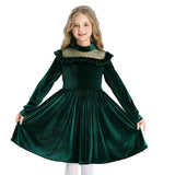 4-10T Kid Girl Long Sleeve Christmas Party Dresses