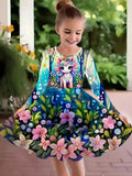2-10T Kid Girl Fake Personalized Long-sleeved Swing Fashion Trend Dresses