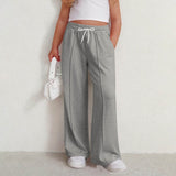 New solid color lines fashionable soft casual straight medium and adult trousers