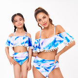 Family Matching Parent-child Bikini Ruffle Fringed Swimsuit