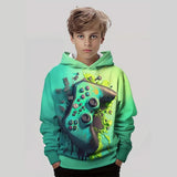 3-12T Kid Boy Girl Long-sleeved 3D Digital Game Console Astronaut Print Hoodie