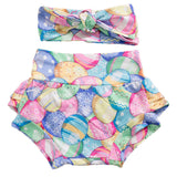 Easter Baby Girls Flying Sleeve Romper Rabbit Egg 3 Pcs Set