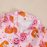 1-8T Kid Baby Girl Halloween  Pumpkin Print Pajamas 2 Pcs Set